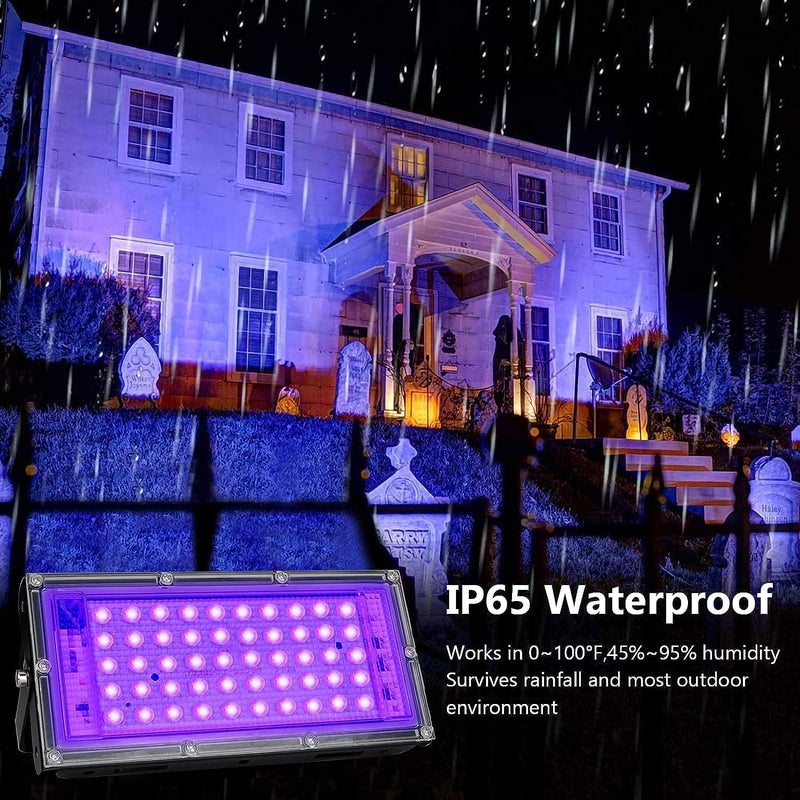 Indmird 50W Black Lights, Blacklight Flood Light with Plug and Switch,for Glow Party, Halloween, Fluorescent Poster, Stage Lighting, Body Paint - Image 4